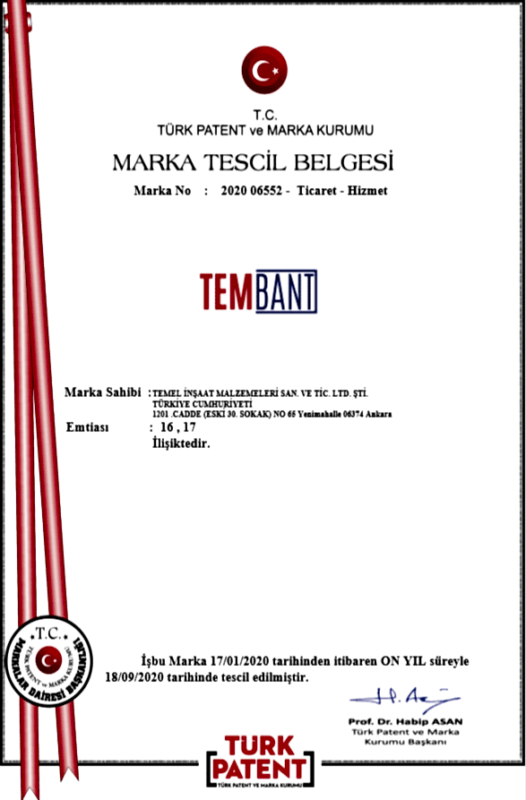 Tembant Marka Tescil Belgesi